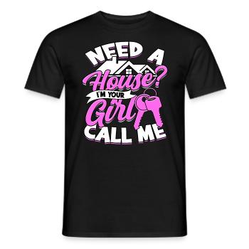 agent immobilier agent immobilier cadeau cadeau - T-shirt homme - noir - Devant - AI Model Male 178 light (178cm)