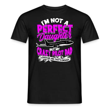 pilot flugzeug fliegen tochter geschenkidee gesche - Männer T-Shirt - Schwarz - Vorne - AI Model Male 178 light (178cm)
