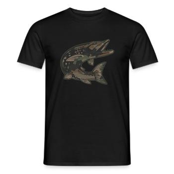 Brochet Petri salut pêche pêche rengaine pêche - T-shirt homme - noir - Devant - AI Model Male 178 light (178cm)