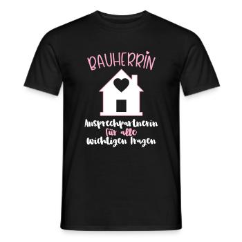 Bauherrin Hausbau Haus Richtfest Spatenstich Idee - Männer T-Shirt - Schwarz - Vorne - AI Model Male 178 light (178cm)