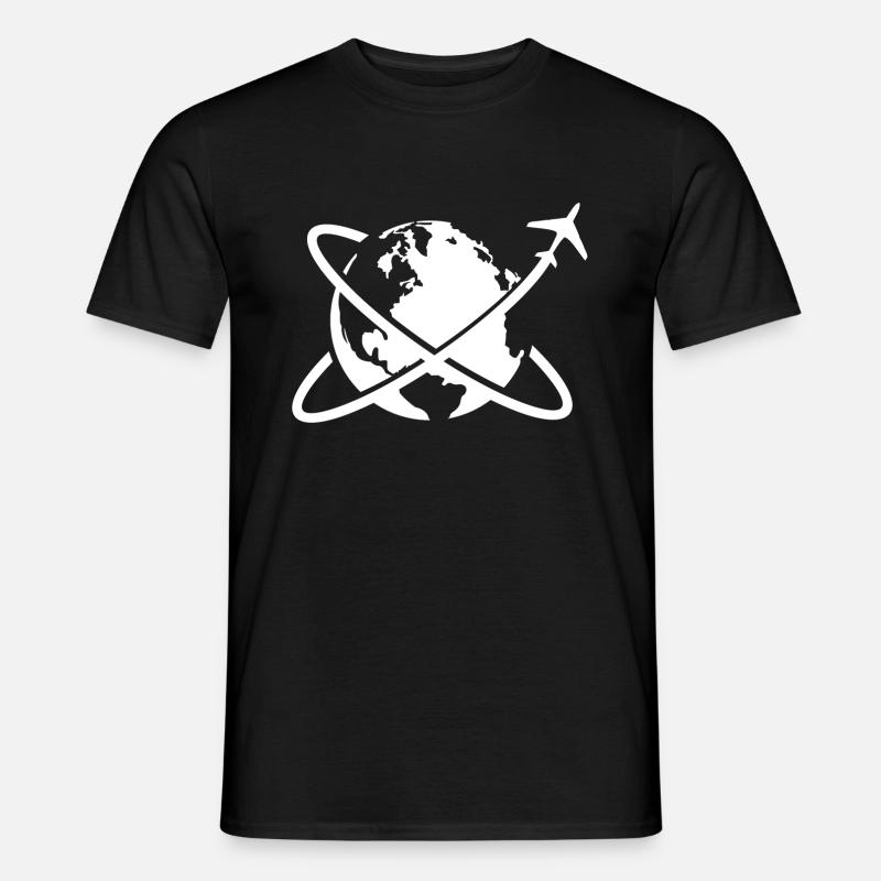 Weltkugel Flugzeug Reise - Männer T-Shirt - Schwarz