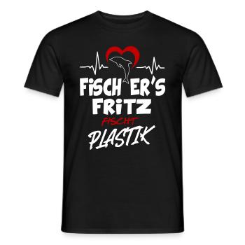 Fischers Fritz fischt Plastik Klimaschutz Meer - Männer T-Shirt - Schwarz - Vorne - AI Model Male 178 light (178cm)
