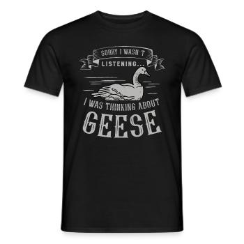 En pensant aux oies, jolies oies, oiseaux sauvages - T-shirt homme - noir - Devant - AI Model Male 178 light (178cm)