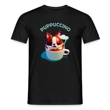 Puppuccino tshirt dog cute coffee - Men's T-Shirt - black - Front - AI Model Male 178 light (178cm)