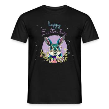 Funny rabbit funny glasses bunny easter day - Men's T-Shirt - black - Front - AI Model Male 178 light (178cm)