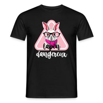 rabbit funny tshirt happy easter day - Men's T-Shirt - black - Front - AI Model Male 178 light (178cm)
