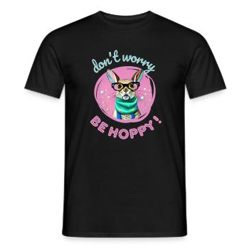 Don't worry be hoppy lapin drôle lunettes easter - T-shirt homme - noir - Devant - AI Model Male 178 light (178cm)