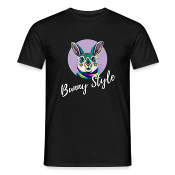 Bunny style lapin drôle lunettes happy easter day - T-shirt homme - noir - Devant - AI Model Male 178 light (178cm)