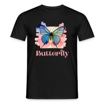 Butterflies pattern - T-shirt homme - noir - Devant - AI Model Male 178 light (178cm)