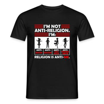 Anti religion atheist - Men's T-Shirt - black - Front - AI Model Male 178 light (178cm)