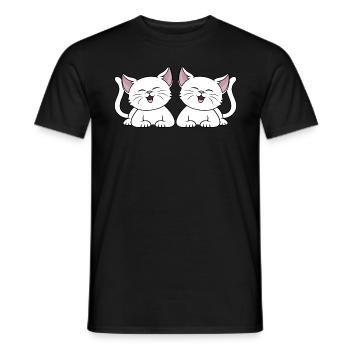 Mignon Chats Blancs Propriétaire de Chat Chaton - T-shirt homme - noir - Devant - AI Model Male 178 light (178cm)
