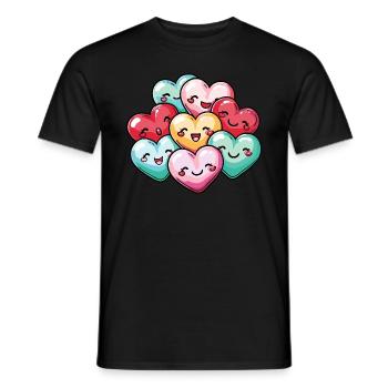 Hearts Group Cute Team Love Comic - Men's T-Shirt - black - Front - AI Model Male 178 light (178cm)