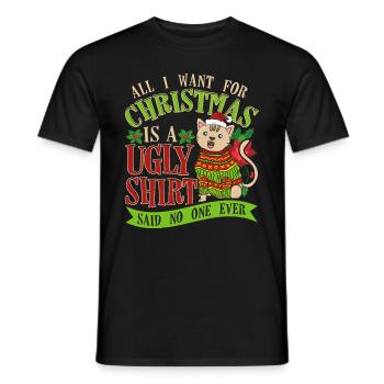 Weihnachtskatze Shirt Geschenk - Männer T-Shirt - Schwarz - Vorne - AI Model Male 178 light (178cm)
