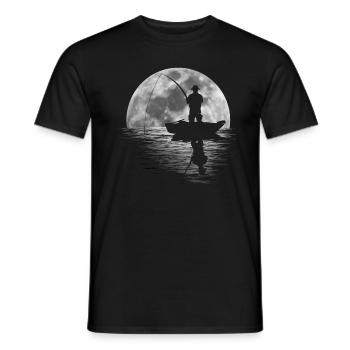 Angler angeln Mond See Boot cool fischen Geschenk - Männer T-Shirt - Schwarz - Vorne - AI Model Male 178 light (178cm)