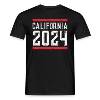 California 2024 Vacation - Men's T-Shirt - black - Front - AI Model Male 178 light (178cm)
