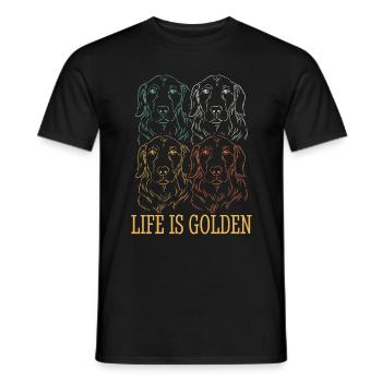 Das Leben ist Golden Retriever Retro - Männer T-Shirt - Schwarz - Vorne - AI Model Male 178 light (178cm)