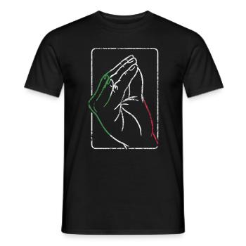 Italy Italian heart flag hand gesture pride - Men's T-Shirt - black - Front - AI Model Male 178 light (178cm)