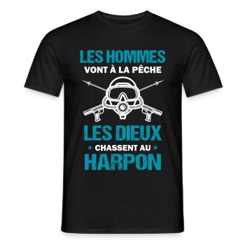 Chasse au harpon / Pêche humour cadeau drôle - T-shirt homme - noir - Devant - AI Model Male 178 light (178cm)
