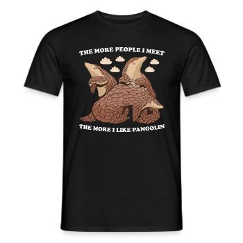 Plus je rencontre de gens, plus j’aime les pangolins - T-shirt homme - noir - Devant - AI Model Male 178 light (178cm)