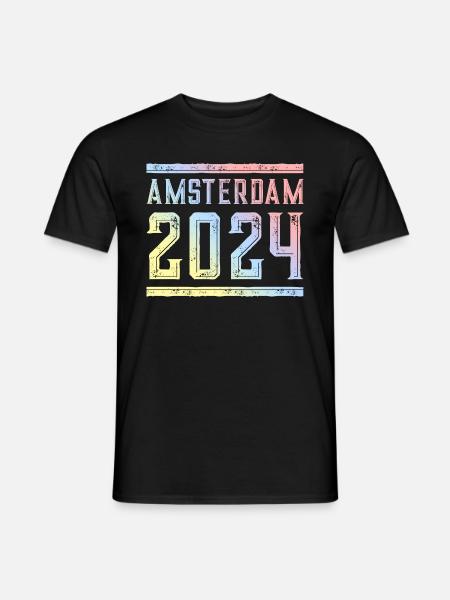 Amsterdam 2024 Bunt - Männer T-Shirt - Schwarz