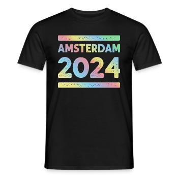 Amsterdam 2024 Colorful Holiday Team - Men's T-Shirt - black - Front - AI Model Male 178 light (178cm)