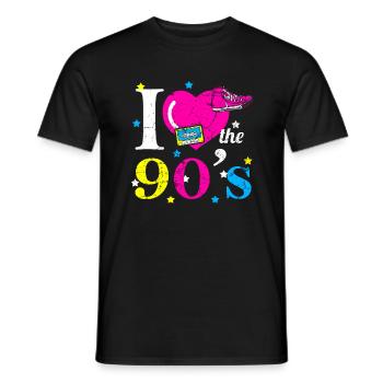 90s - Men's T-Shirt - black - Front - AI Model Male 178 light (178cm)