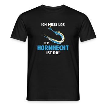 Ich muss los der Hornhecht ist da Geschenk Angler - Männer T-Shirt - Schwarz - Vorne - AI Model Male 178 light (178cm)