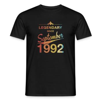 30. Geburtstag Legendär September 1992 Jahrgang 92 - Männer T-Shirt - Schwarz - Vorne - AI Model Male 178 light (178cm)
