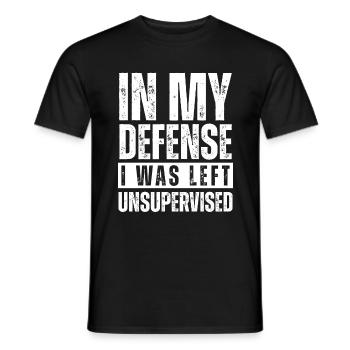 zu meiner Verteidigung wurde ich unbeaufsichtigtes Geschenkhemd gelassen - Männer T-Shirt - Schwarz - Vorne - AI Model Male 178 light (178cm)