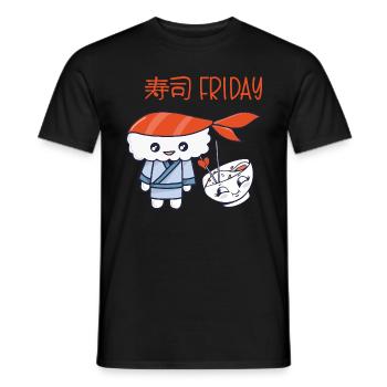 Kawaii Japanese Food Salmon Salmon Sushi Roll - Men's T-Shirt - black - Front - AI Model Male 178 light (178cm)