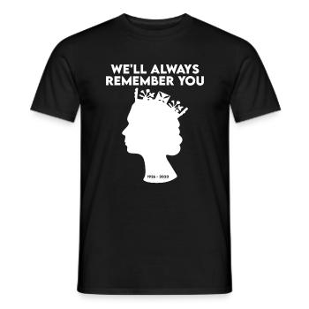Queen Elizabeth II We'll Remember Always You - Männer T-Shirt - Schwarz - Vorne - AI Model Male 178 light (178cm)