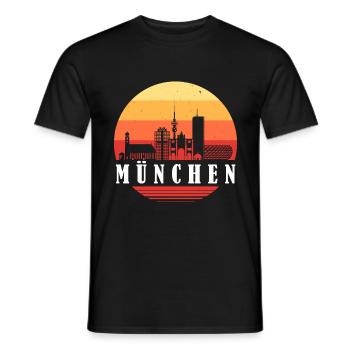 München Retro Skyline - Männer T-Shirt - Schwarz - Vorne - AI Model Male 178 light (178cm)