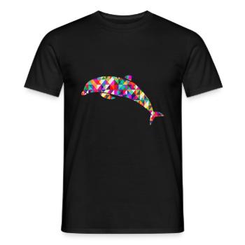 Delfin Mosaik Bunt - Männer T-Shirt - Schwarz - Vorne - AI Model Male 178 light (178cm)