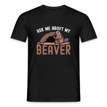 Forest animal ask me about my beaver rodent - Men's T-Shirt - black - Front - AI Model Male 178 light (178cm)