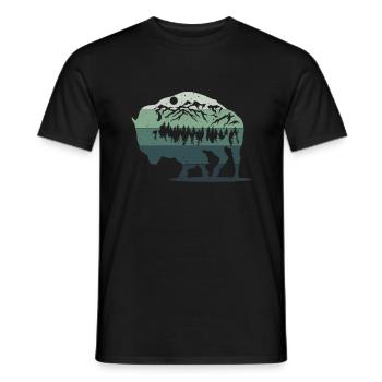 Rétro Vache Bison Buffle d’eau Buffle Silhouette - T-shirt homme - noir - Devant - AI Model Male 178 light (178cm)
