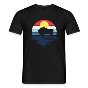 Rétro Vache Bison Buffle d’eau Buffle Silhouette - T-shirt homme - noir - Devant - AI Model Male 178 light (178cm)