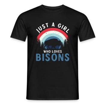 Just A Girl Who Loves Bisons Kuh Bison Büffel - Männer T-Shirt - Schwarz - Vorne - AI Model Male 178 light (178cm)