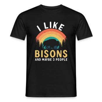 J’aime le bison et 3 personnes vache bison buffle - T-shirt homme - noir - Devant - AI Model Male 178 light (178cm)