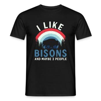 J’aime le bison et 3 personnes vache bison buffle - T-shirt homme - noir - Devant - AI Model Male 178 light (178cm)