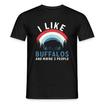 J’aime le bison et 3 personnes vache bison buffle - T-shirt homme - noir - Devant - AI Model Male 178 light (178cm)