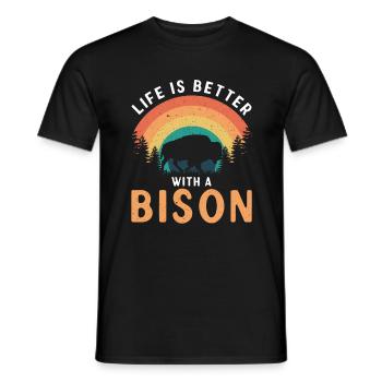 Life Is Better With A Bison Kuh Bison Büffel - Männer T-Shirt - Schwarz - Vorne - AI Model Male 178 light (178cm)