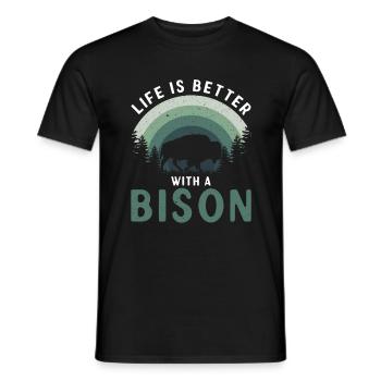 Life Is Better With A Bison Kuh Bison Büffel - Männer T-Shirt - Schwarz - Vorne - AI Model Male 178 light (178cm)