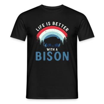 Life Is Better With A Bison Kuh Bison Büffel - Männer T-Shirt - Schwarz - Vorne - AI Model Male 178 light (178cm)