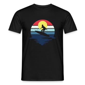 Retro Surfer Surfbrett Wassersport Wasser Surfen - Männer T-Shirt - Schwarz - Vorne - AI Model Male 178 light (178cm)