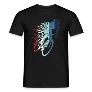 Retro Cyclist with Flames Bike Bike eMTB - Men's T-Shirt - black - Front - AI Model Male 178 light (178cm)
