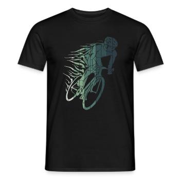 Retro Cyclist with Flames Bike Bike eMTB - Men's T-Shirt - black - Front - AI Model Male 178 light (178cm)