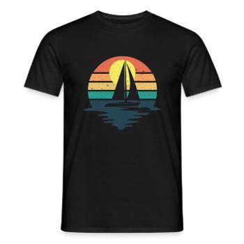 Retro Segeln Boot Segelboot Skipper Katamaran - Männer T-Shirt - Schwarz - Vorne - AI Model Male 178 light (178cm)