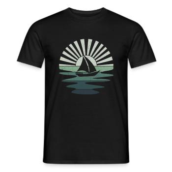 Retro Segeln Boot Segelboot Skipper Katamaran - Männer T-Shirt - Schwarz - Vorne - AI Model Male 178 light (178cm)