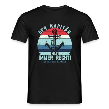 Der Kapitän hat immer Recht - Anker Skipper - Männer T-Shirt - Schwarz - Vorne - AI Model Male 178 light (178cm)