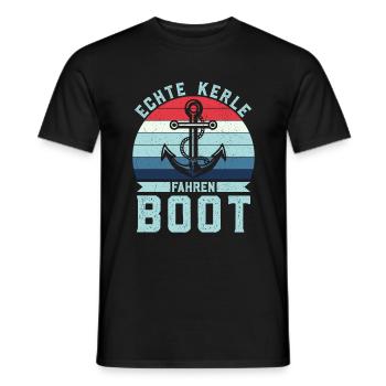 Retro Echte Kerle fahren Boot - Anker Skipper - Männer T-Shirt - Schwarz - Vorne - AI Model Male 178 light (178cm)